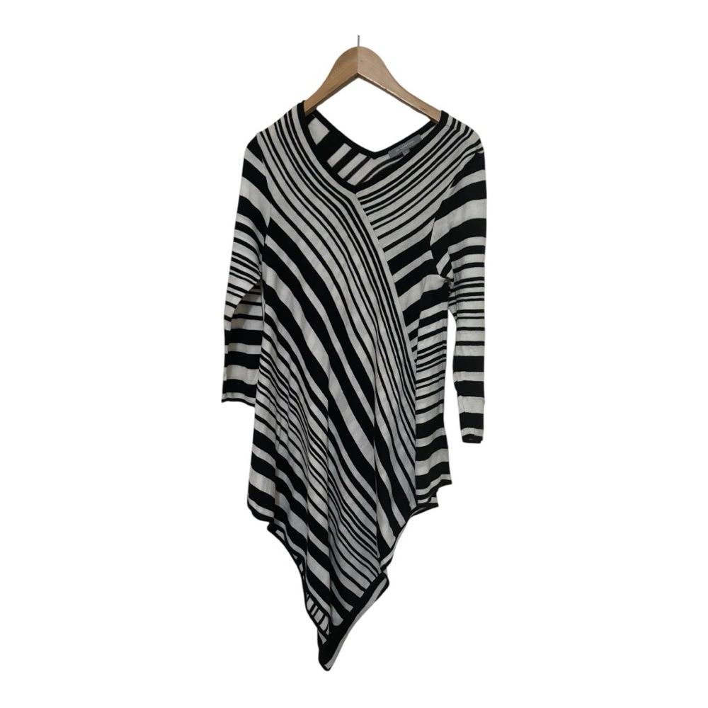 NY Collection Asymmetrical Long Sleeve Dress Size L Black and White Women